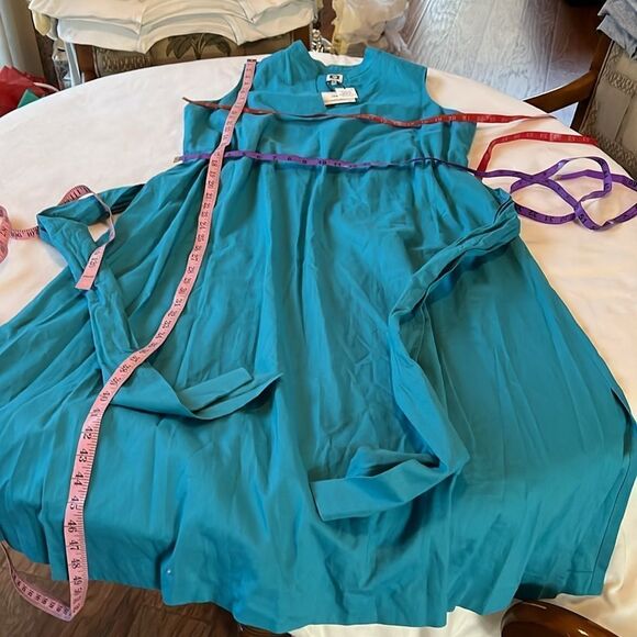 ANNE KLEIN Vera Tie Front Dress Calypso Turquoise Blue Sz 1X VNeck Sleeveless - Picture 15 of 15